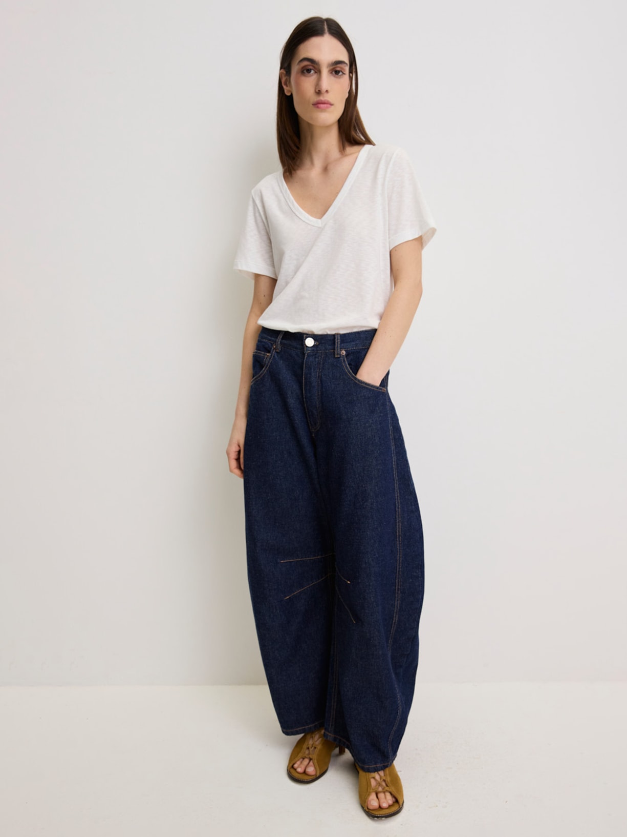 Calça Feminina Barrel Jeans Dark I26 Azul Mixed