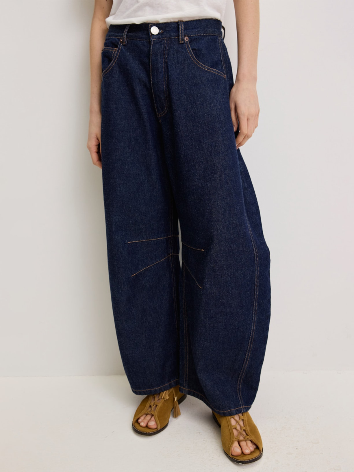 Calça Feminina Barrel Jeans Dark I26 Azul Mixed