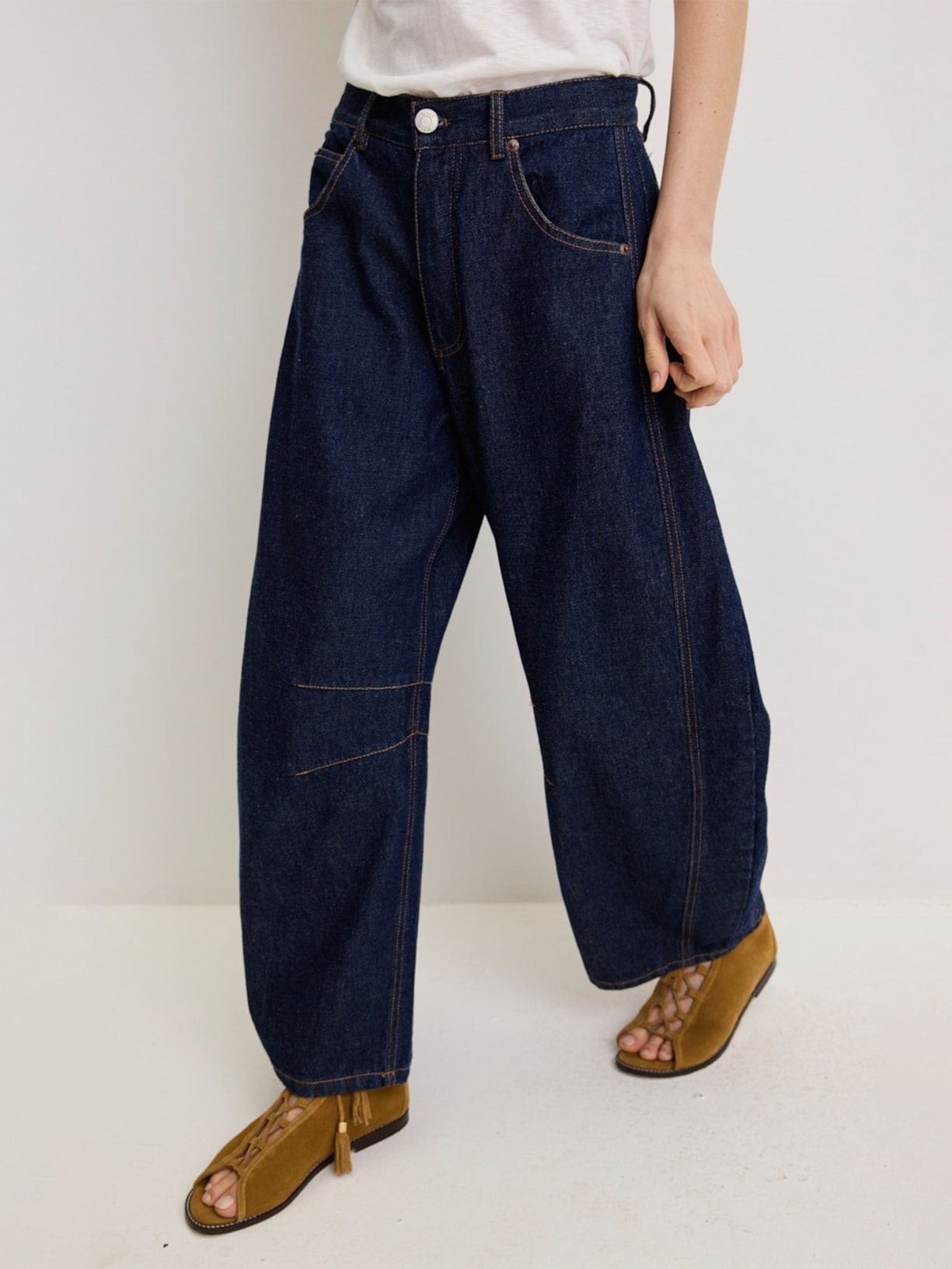 Calça Feminina Barrel Jeans Dark I26 Azul Mixed