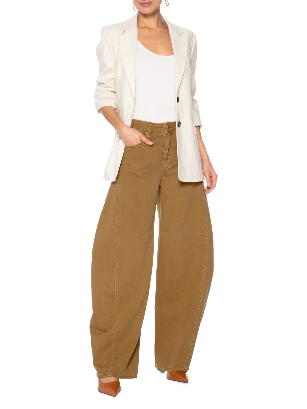 Calça Feminina Barrel Marrom Bo.bô