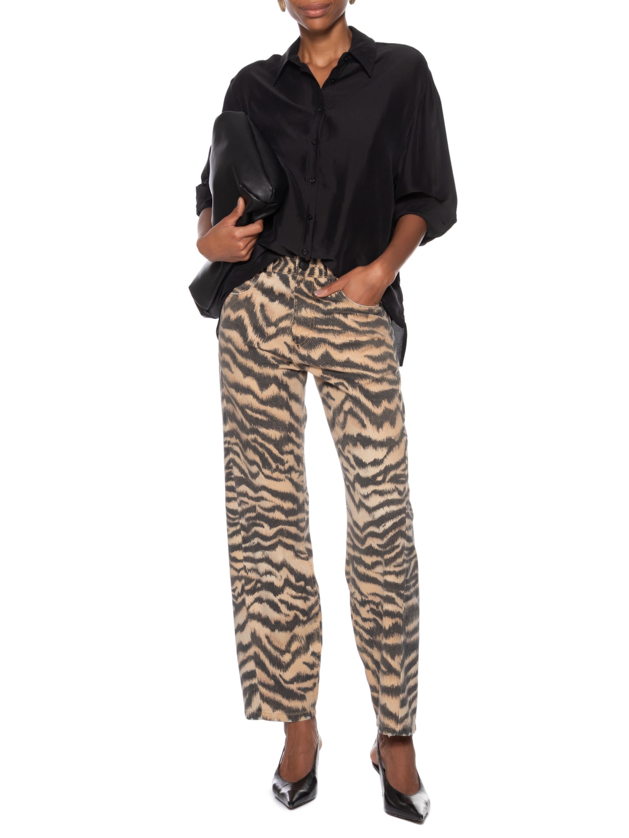 Calça Feminina Barrel Tiger V26 Animal Print Mixed