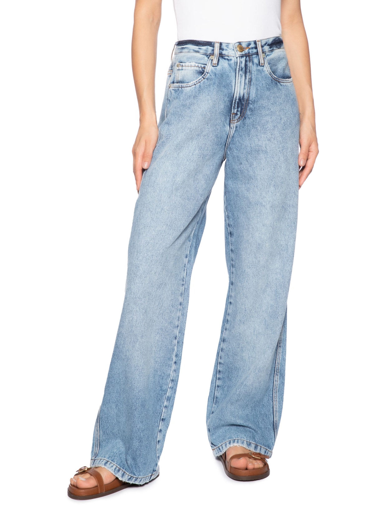 Calça Feminina Básica Cintura Média Azul Farm