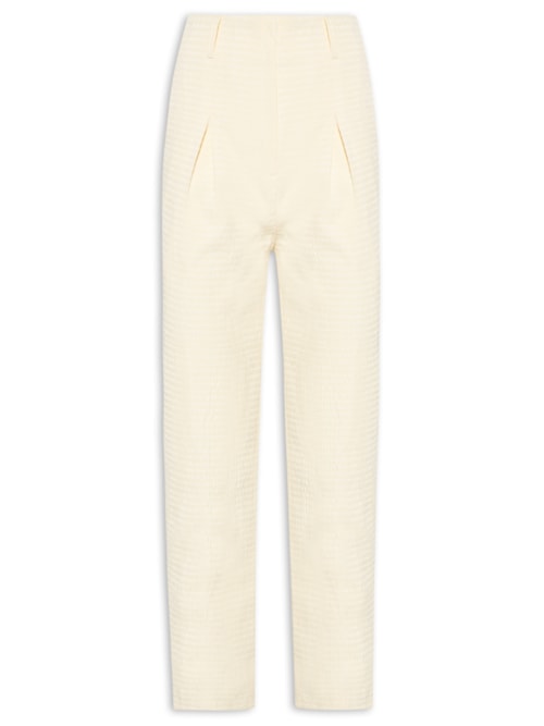 Calça Feminina Básica Textura Com Pássaros - Amarelo