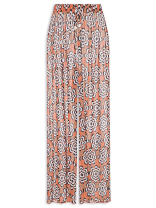 Calça Feminina Beachwear Em Tule - Laranja