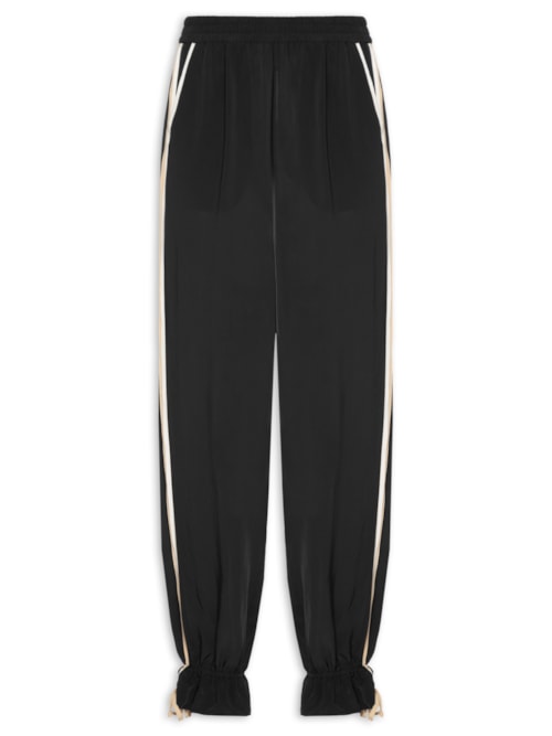 Calça Feminina Bicolor Com Detalhe - Preto