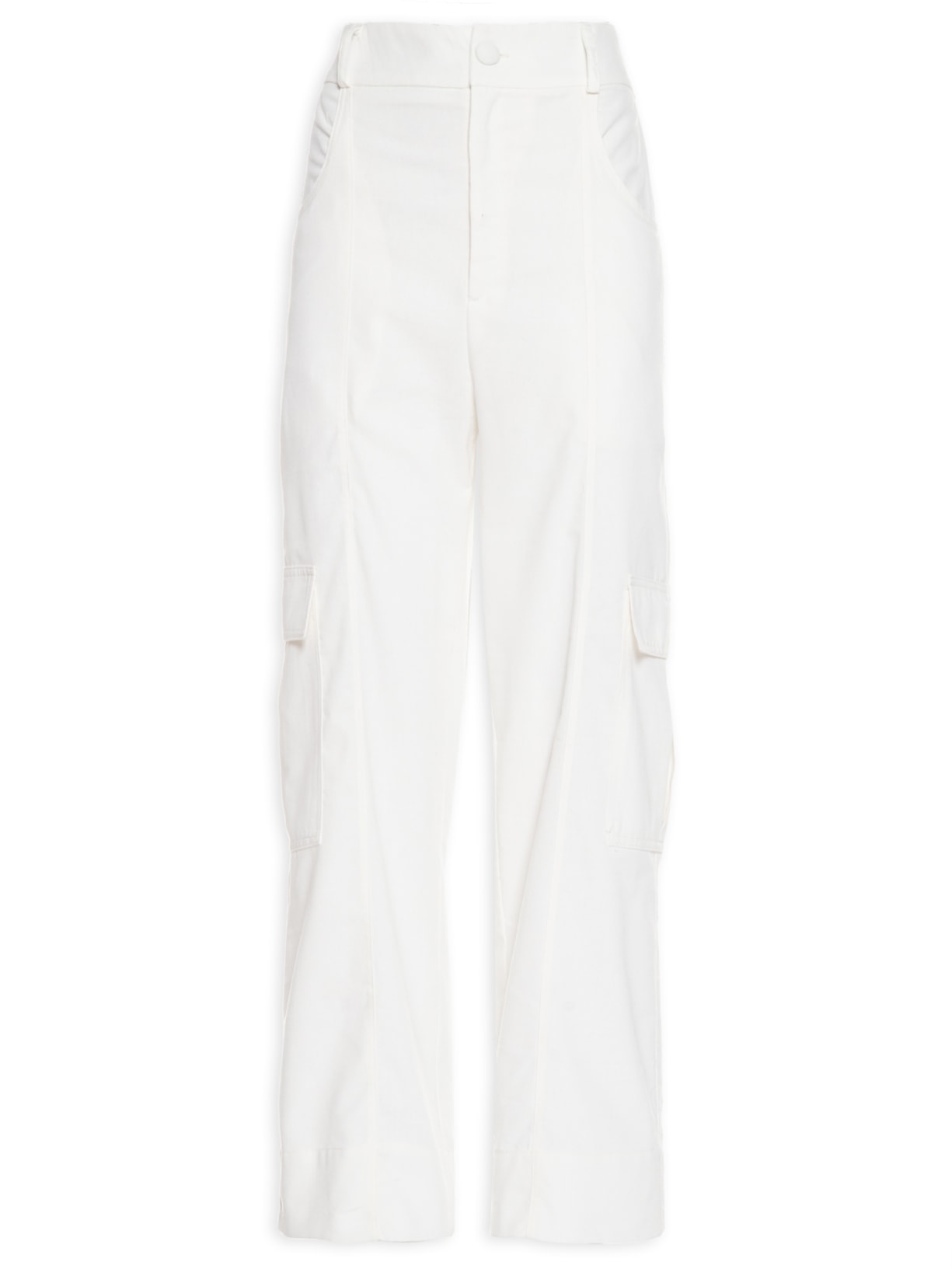 Calça Feminina Bolso Cropped - Off White