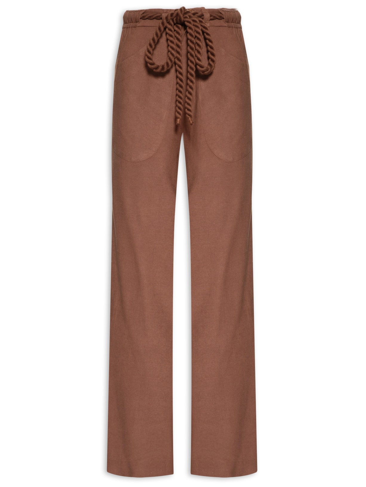 Calça Feminina Bolso Frente Amarração - Marrom