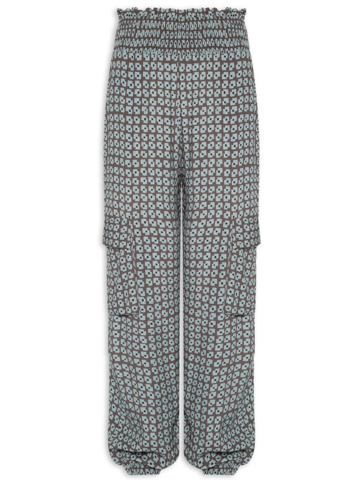 Calça Feminina Bolso Lateral Geo Flow Náutico Marrom Animale