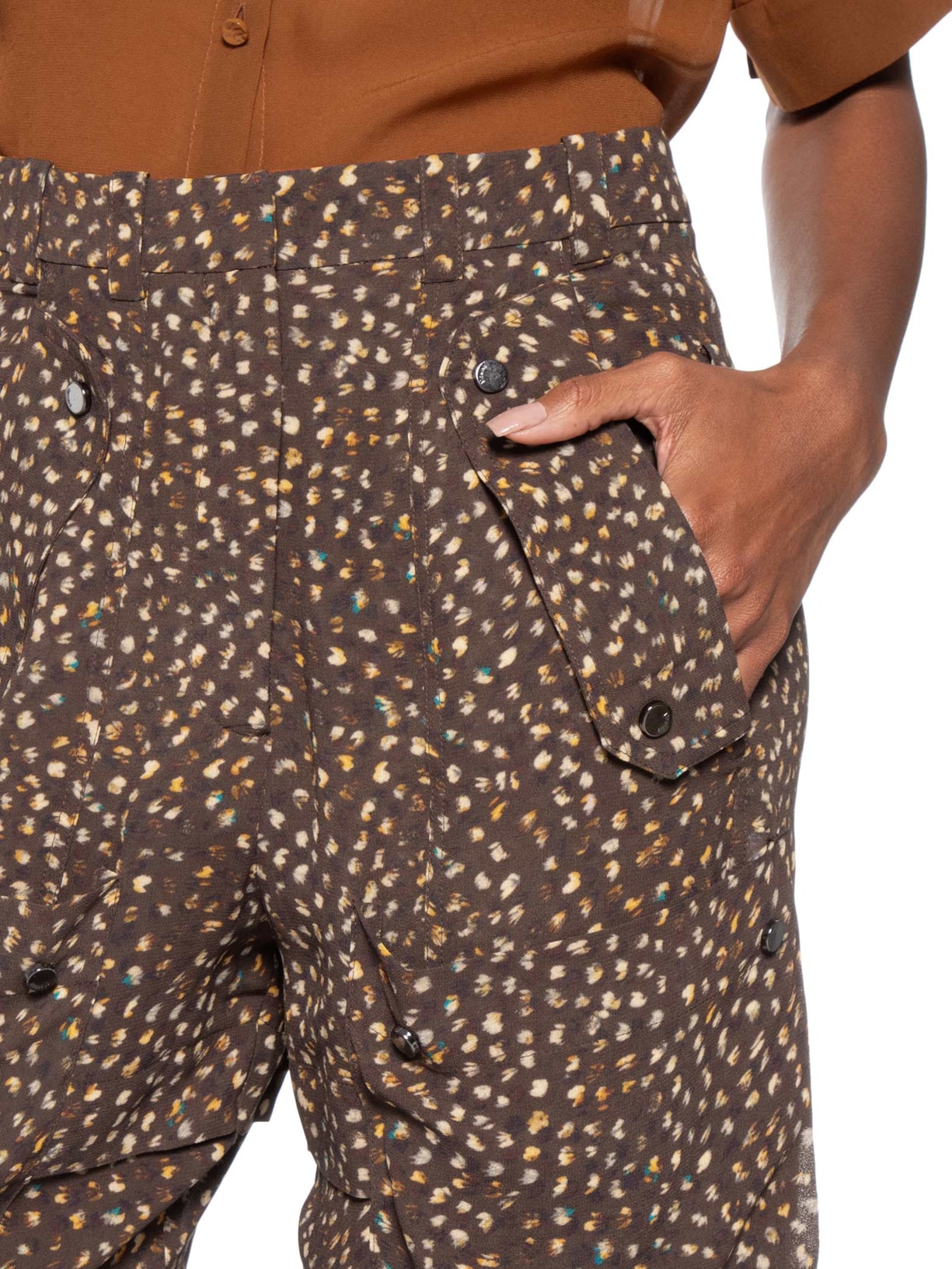 Calça Feminina Bolsos Textura Selva Marrom Animale
