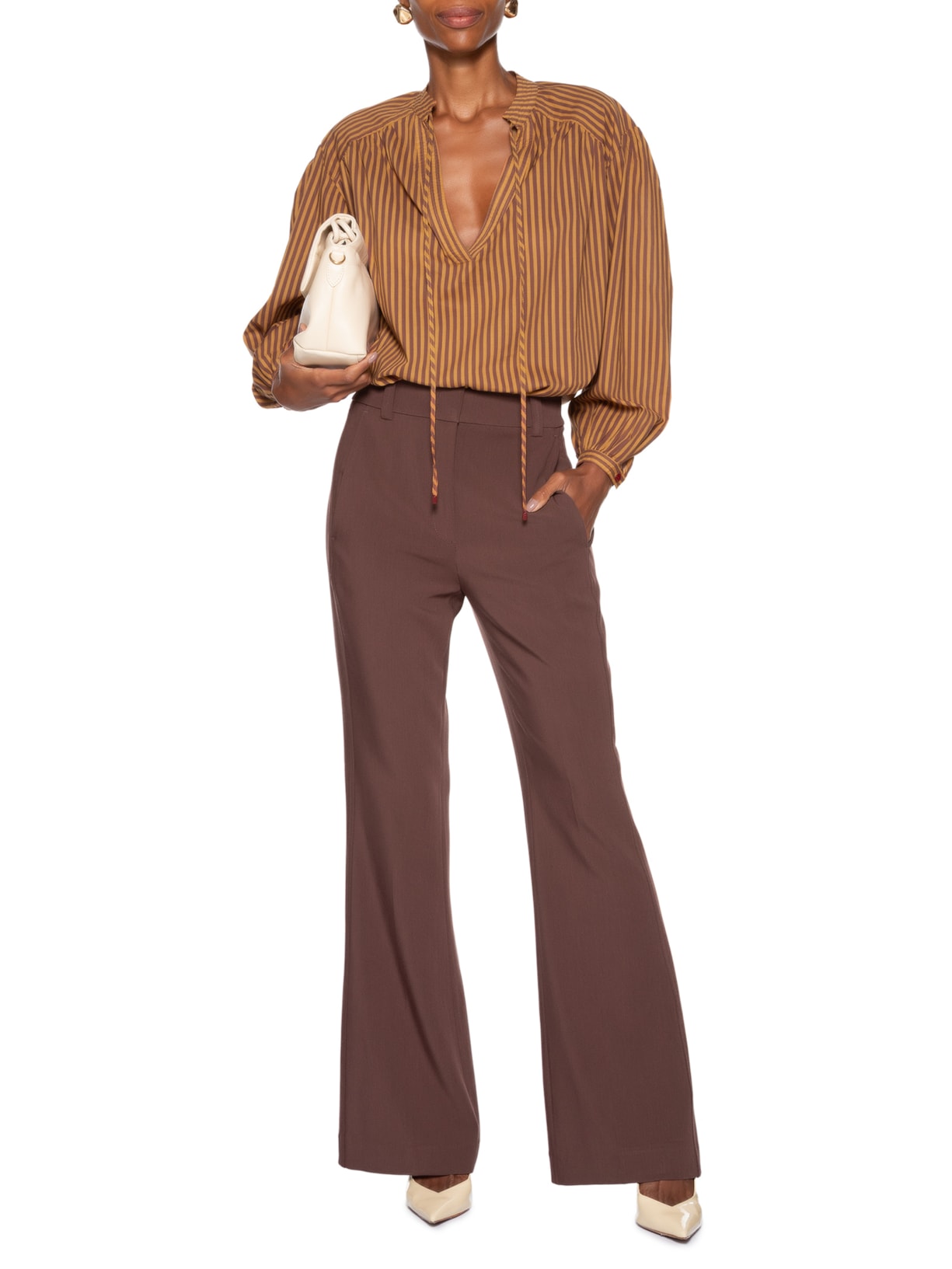 Calça Feminina Boot Cut Boyage Marrom Animale