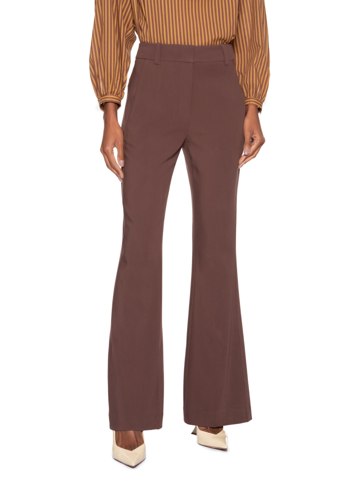 Calça Feminina Boot Cut Boyage Marrom Animale