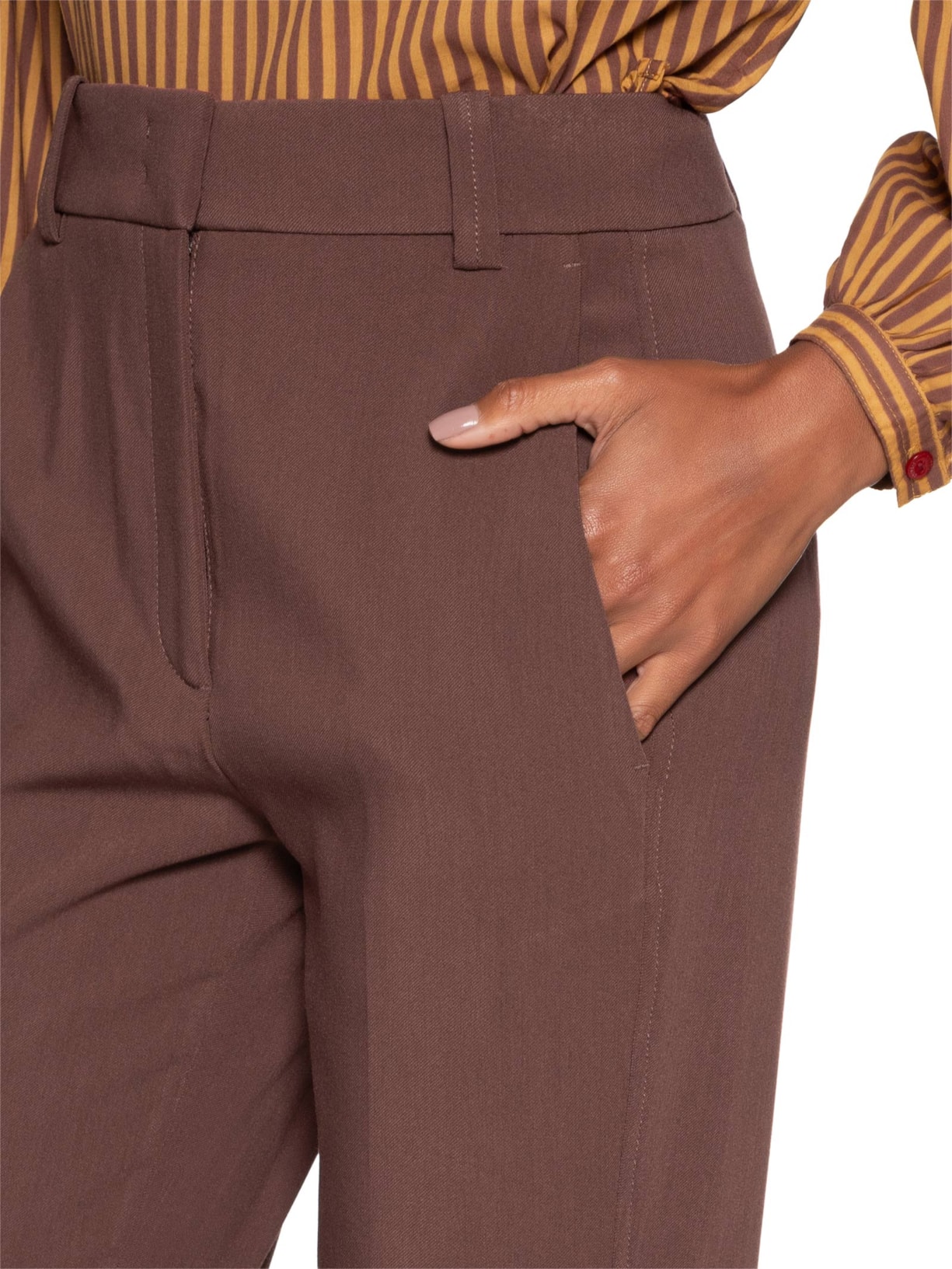 Calça Feminina Boot Cut Boyage Marrom Animale