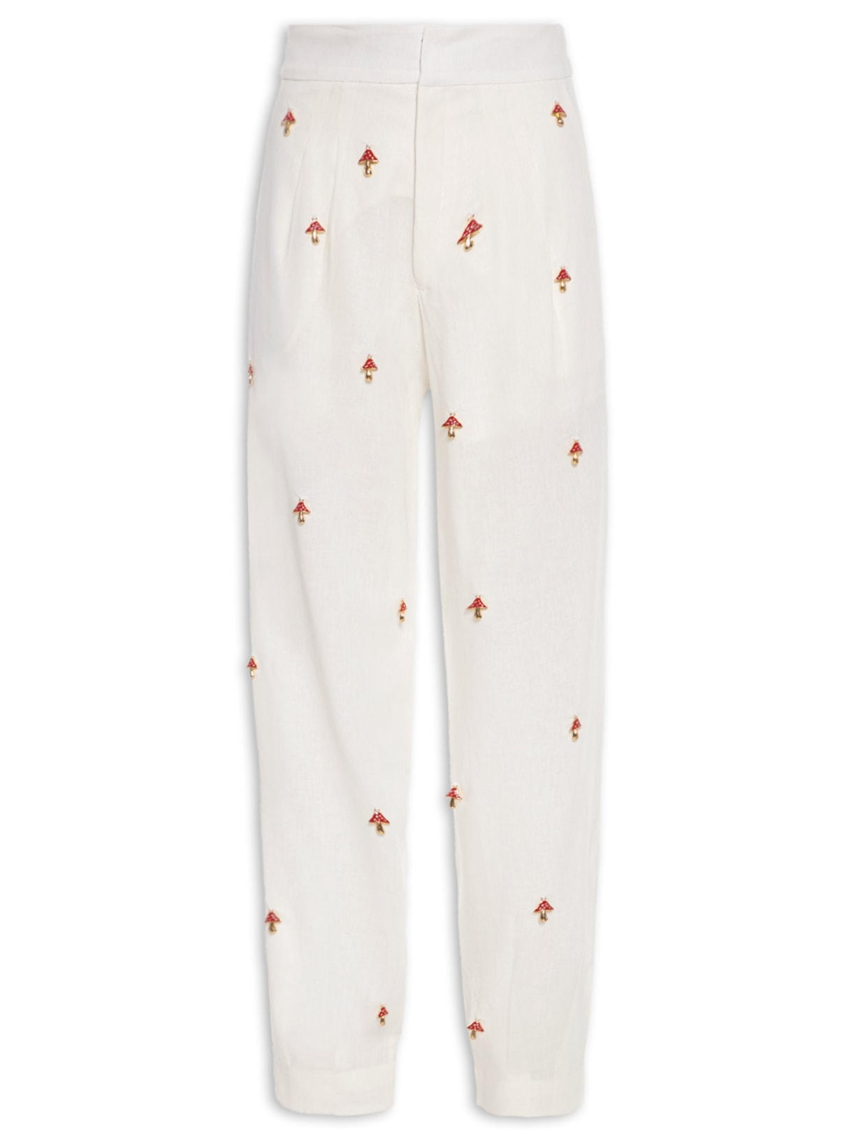 Calça Feminina Bordada Funghi - Off White