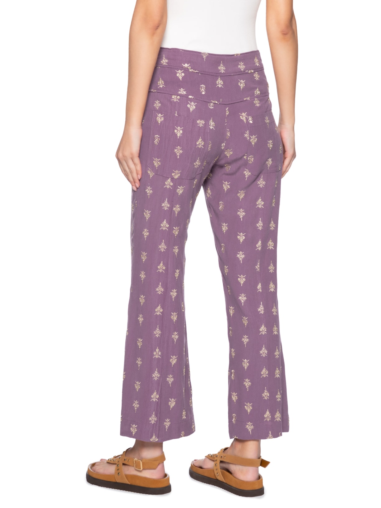 Calça Feminina Bordado Arruda Roxo Maria Filó