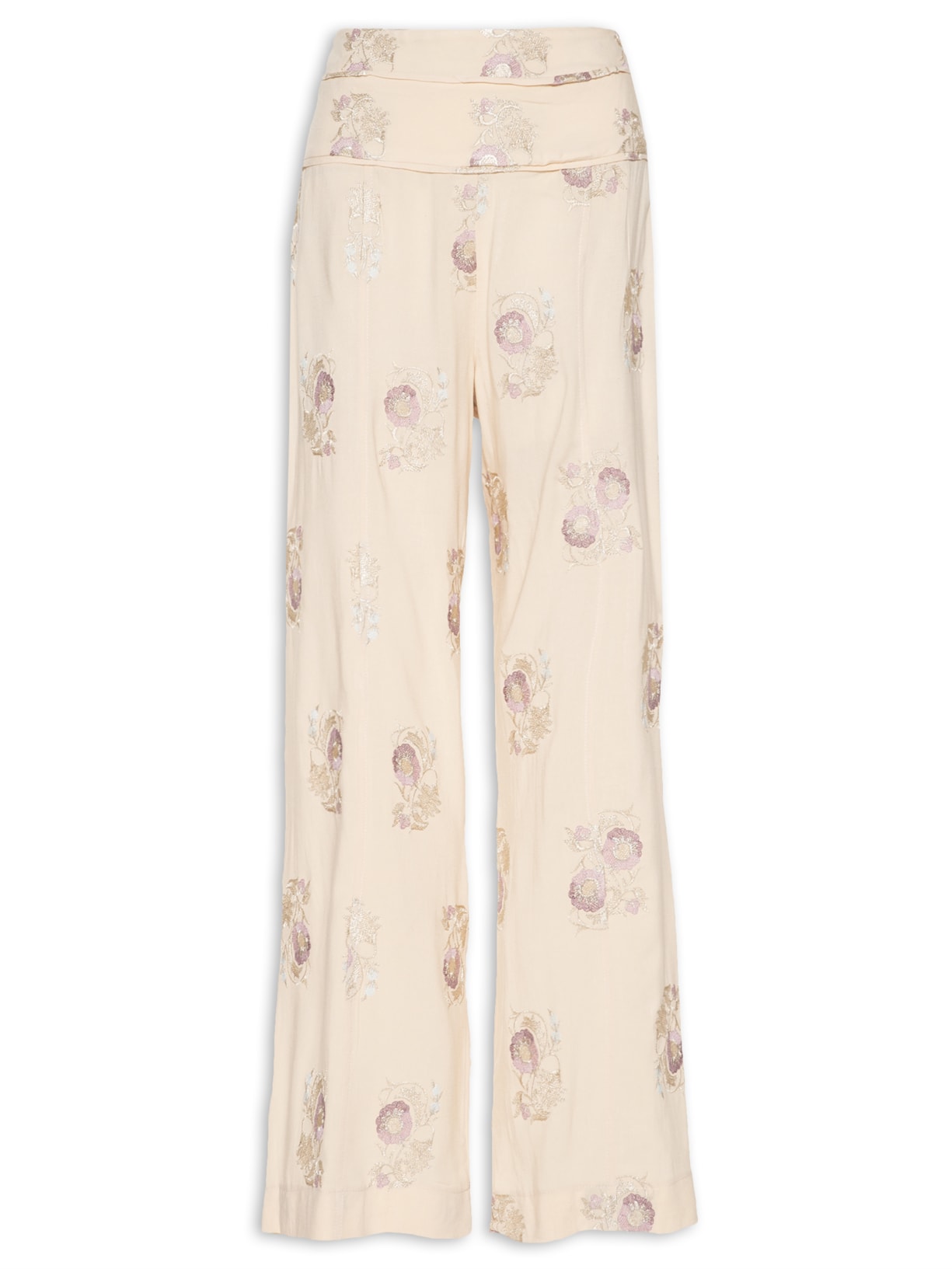 Calça Feminina Bordado Buque - Bege