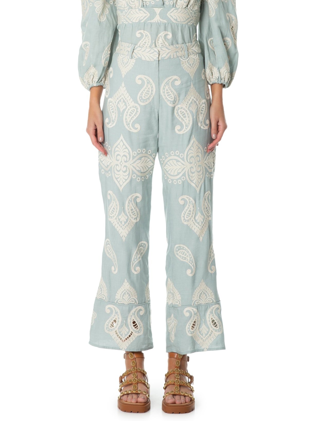 Calça Feminina Bordado Cristal Azul Maria Filó