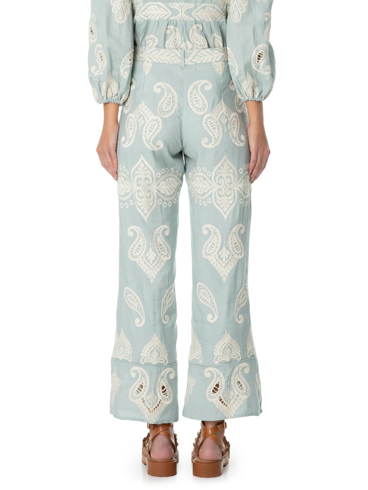 Calça Feminina Bordado Cristal Azul Maria Filó