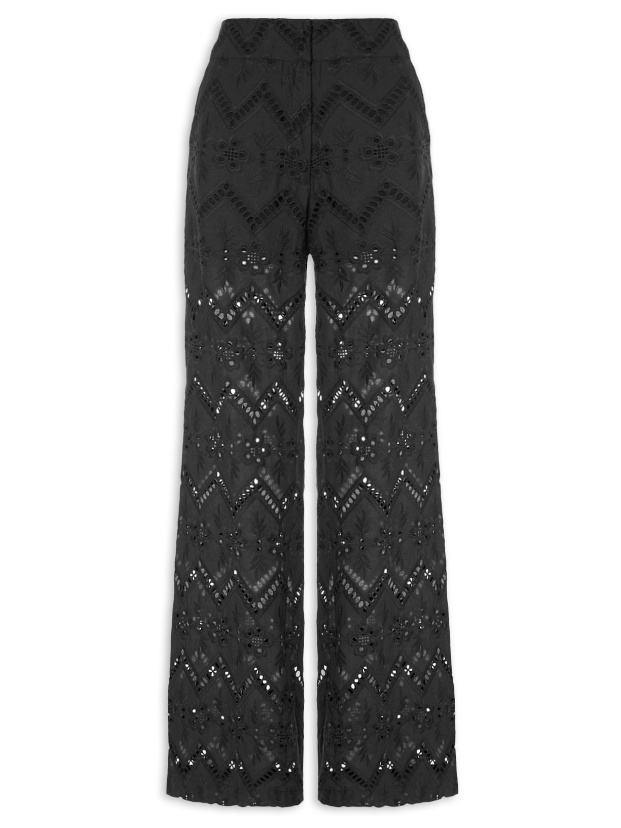 Calça Feminina Bordado Gale Preto Maria Filó