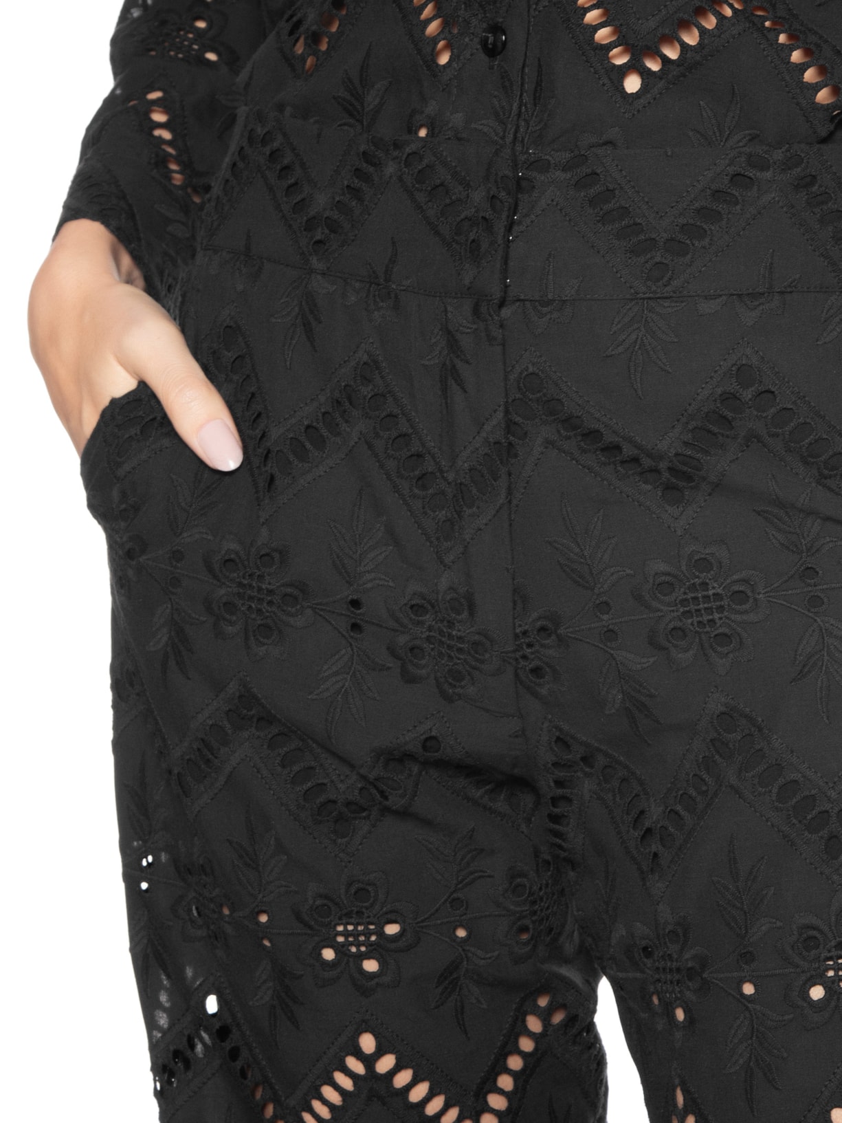 Calça Feminina Bordado Gale Preto Maria Filó