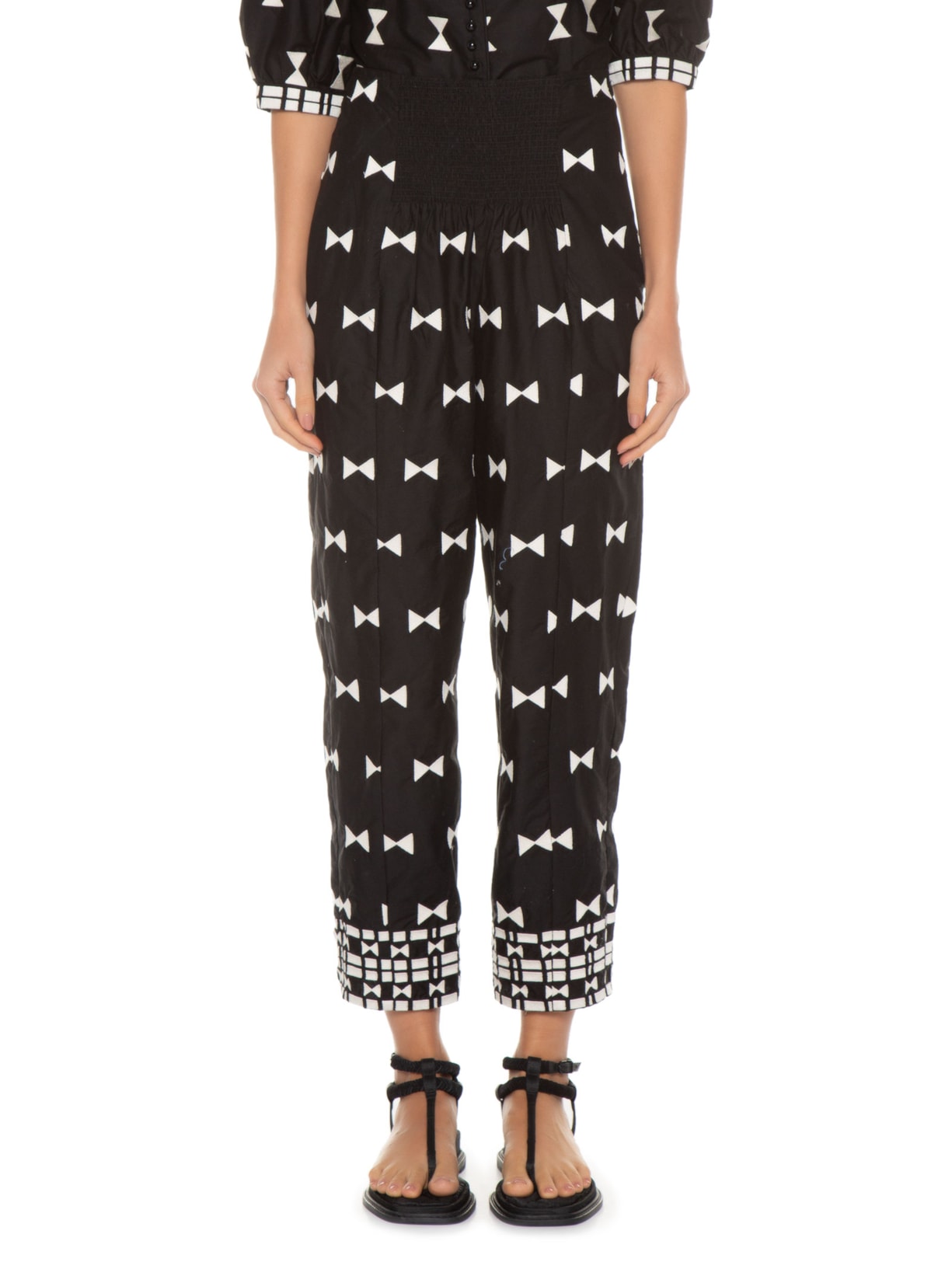 Calça Feminina Bordado Geométrico Preto Animale