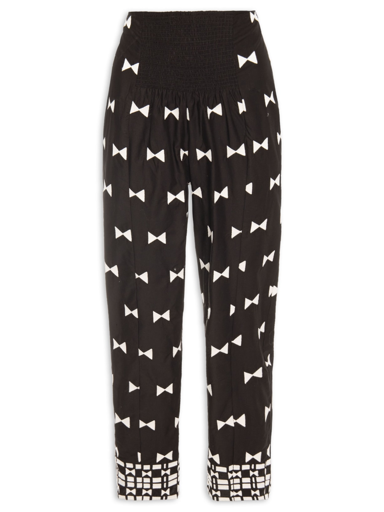 Calça Feminina Bordado Geométrico Preto Animale