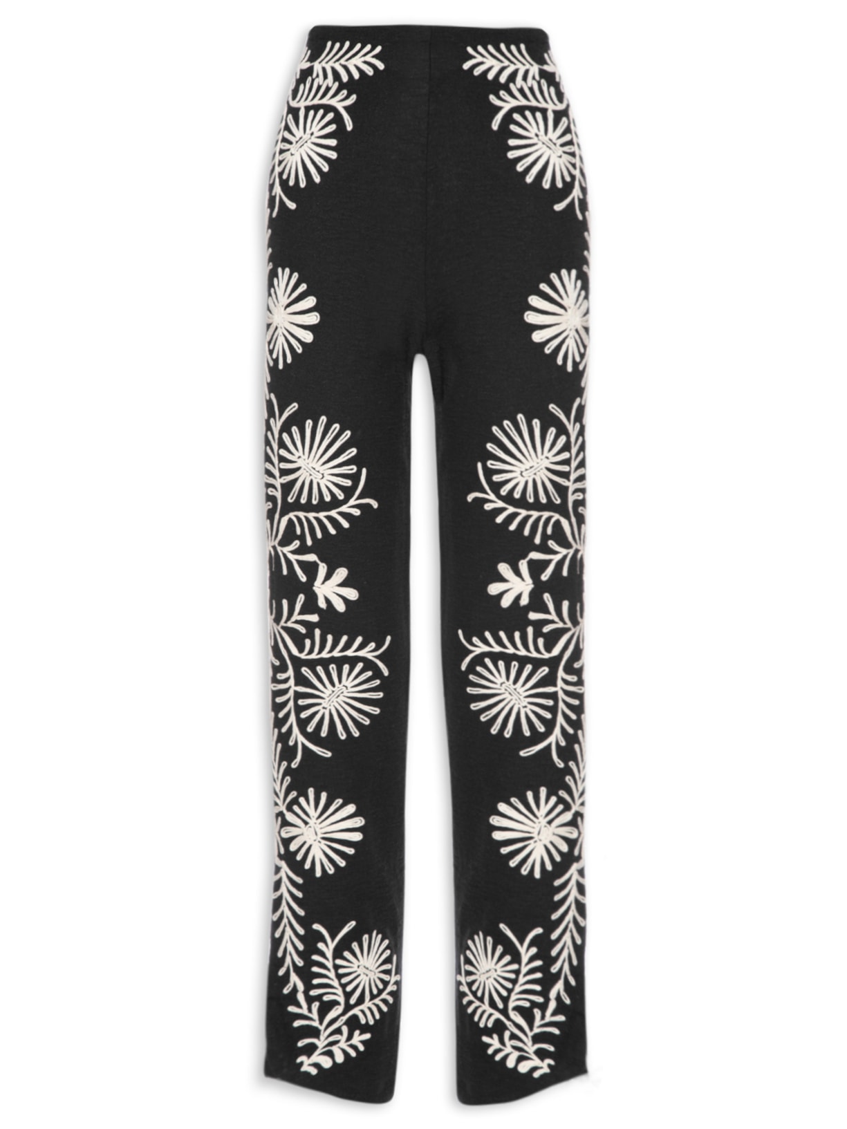 Calça Feminina Bordado Lenço Preto Maria Filó