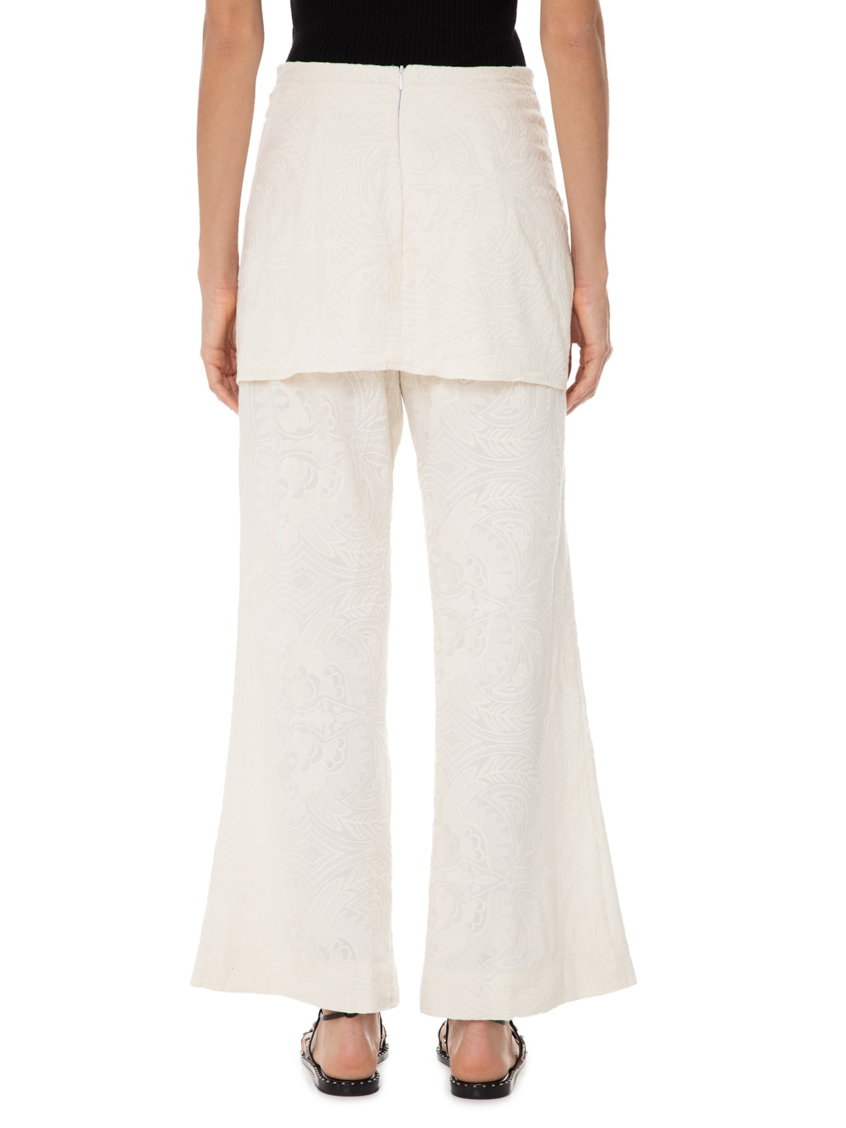 Calça Feminina Bordado Malta Bege Maria Filó