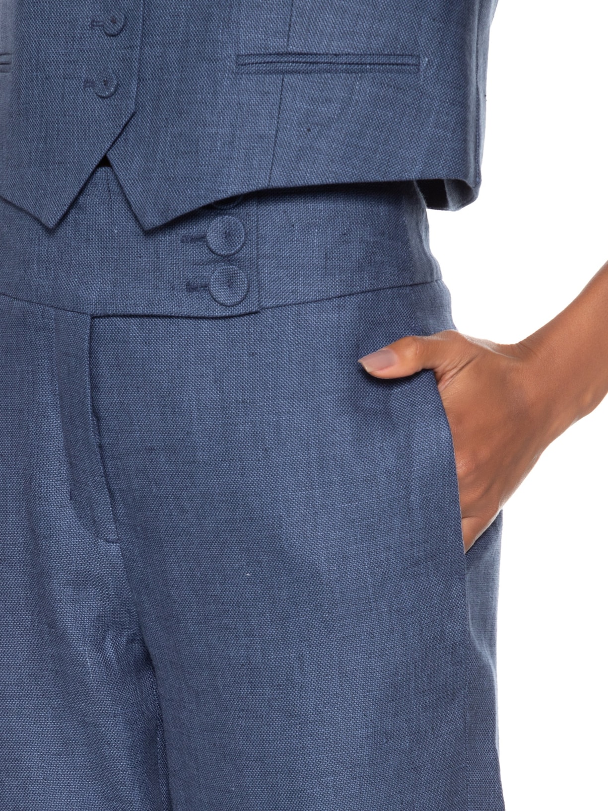 Calça Feminina Botões Azul Maria Filó