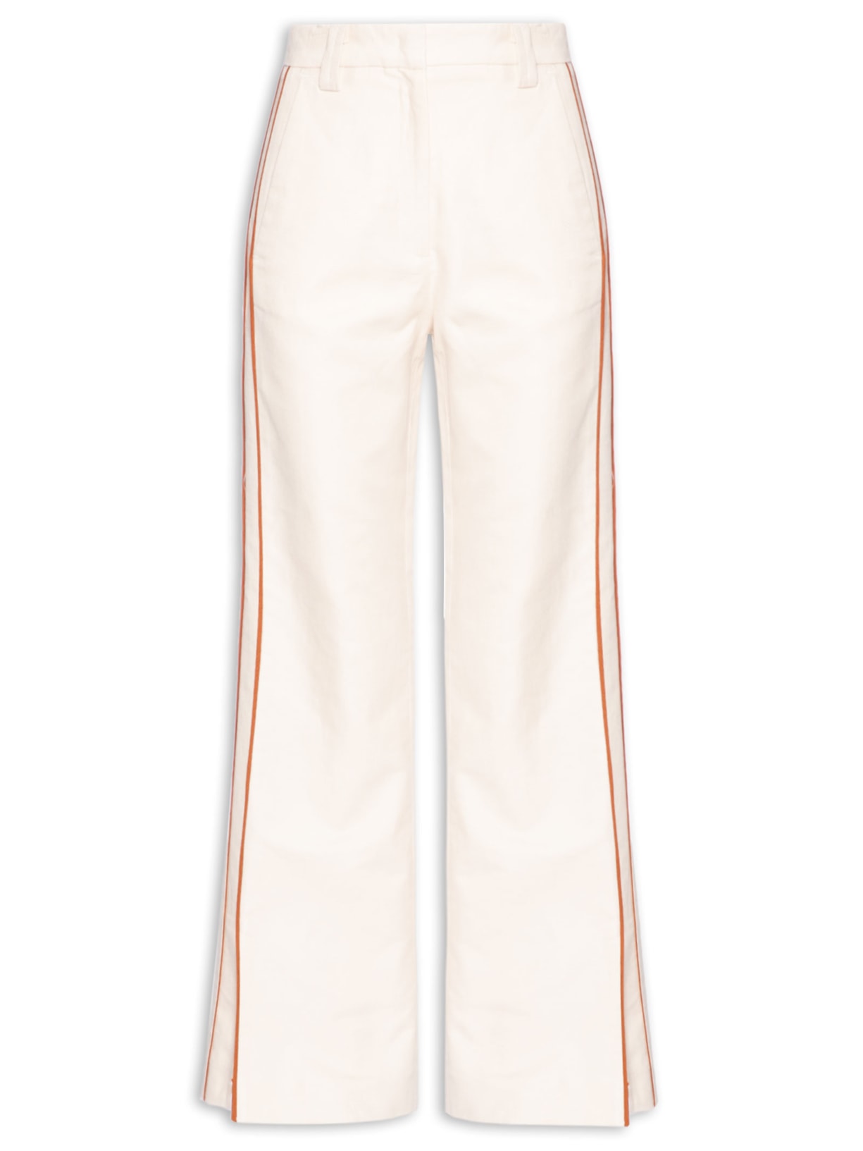 Calça Feminina Branco Nata Listra Caramelo - Bege