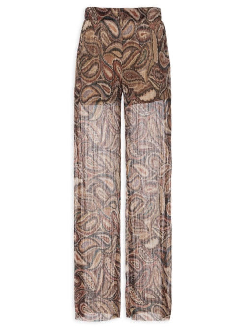 Calça Feminina Brilho Lurex Paisley - Marrom