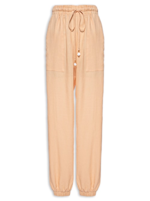 Calça Feminina Cadarço Cintura - Bege