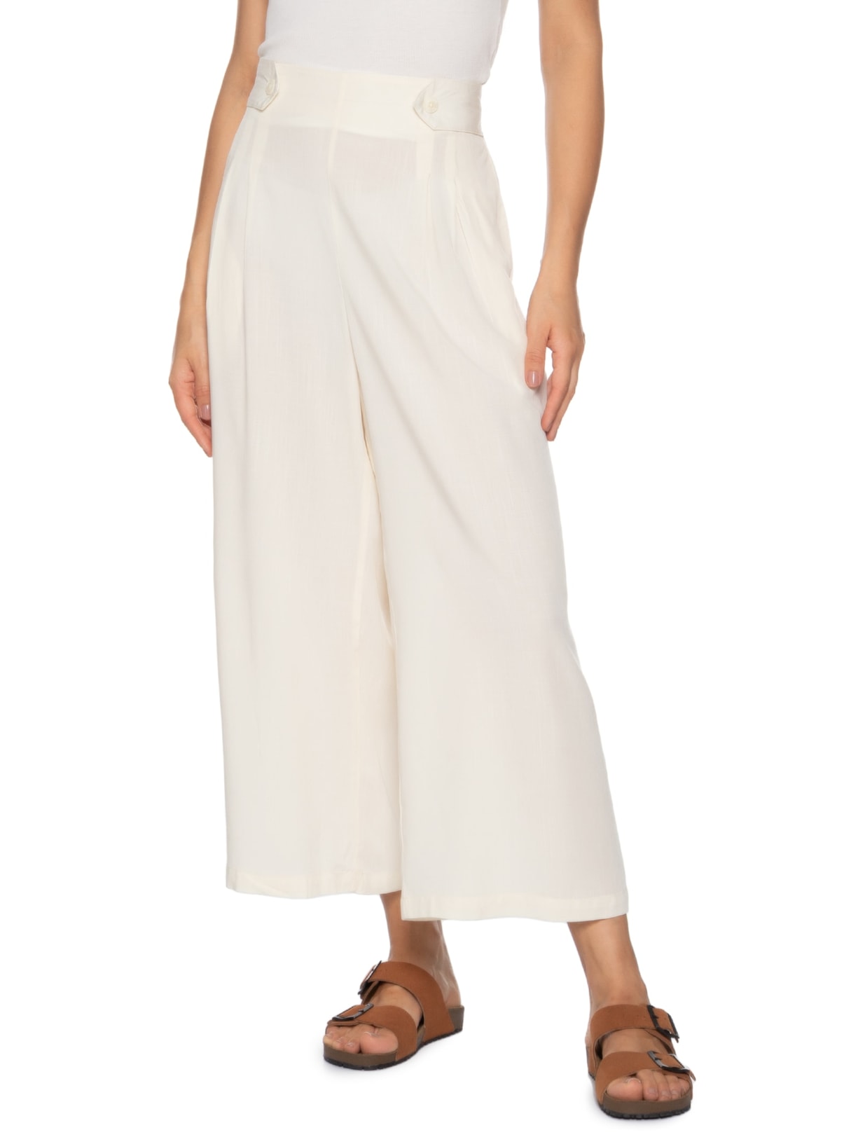 Calça Feminina Capri Off White Basiq