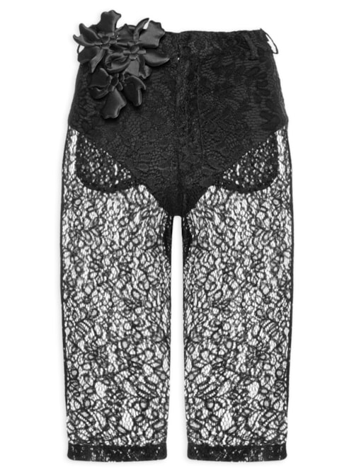 Calça Feminina Capri Renda - Preto