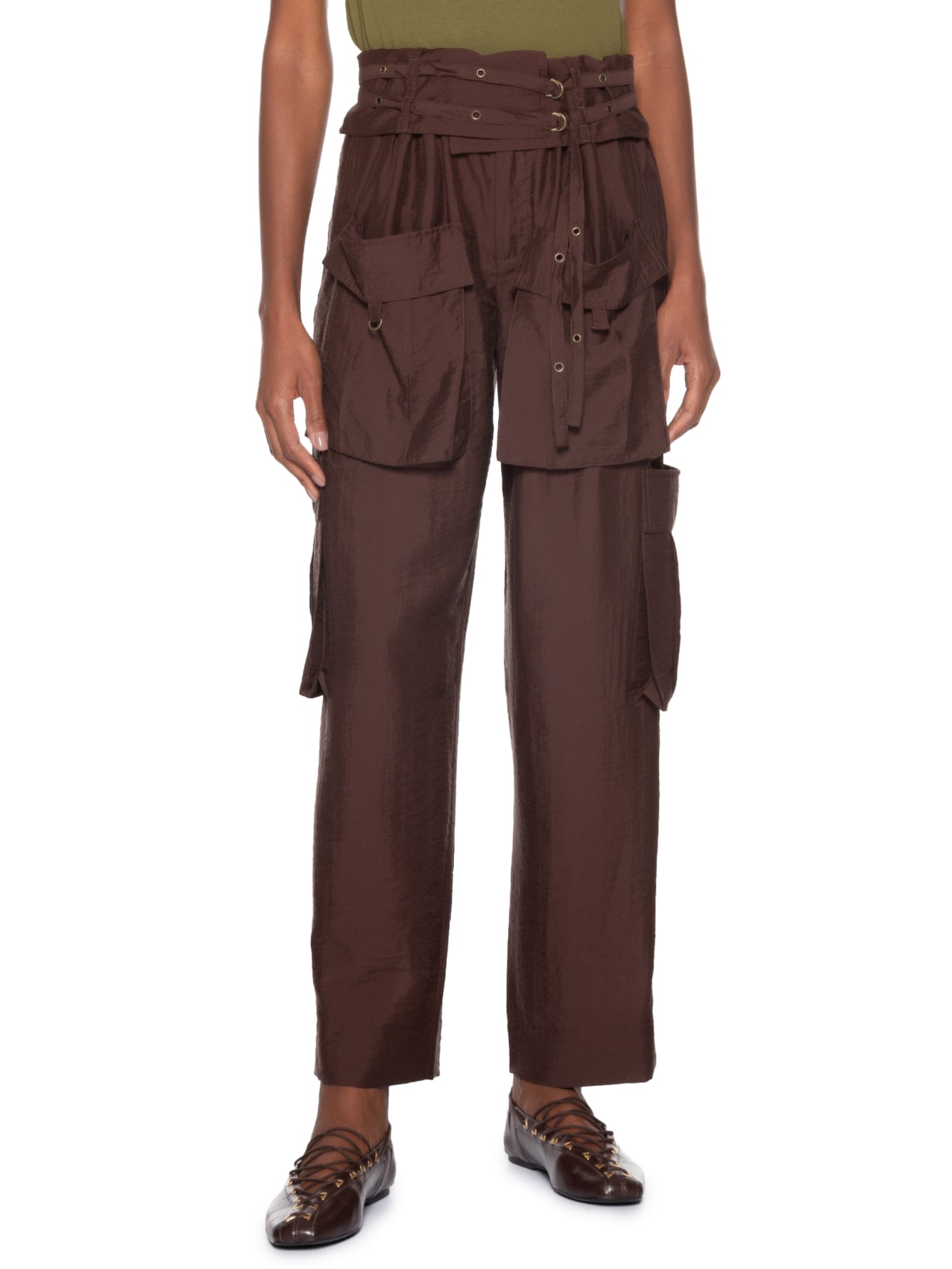 Calça Feminina Cargo Bolsos Marrom Animale