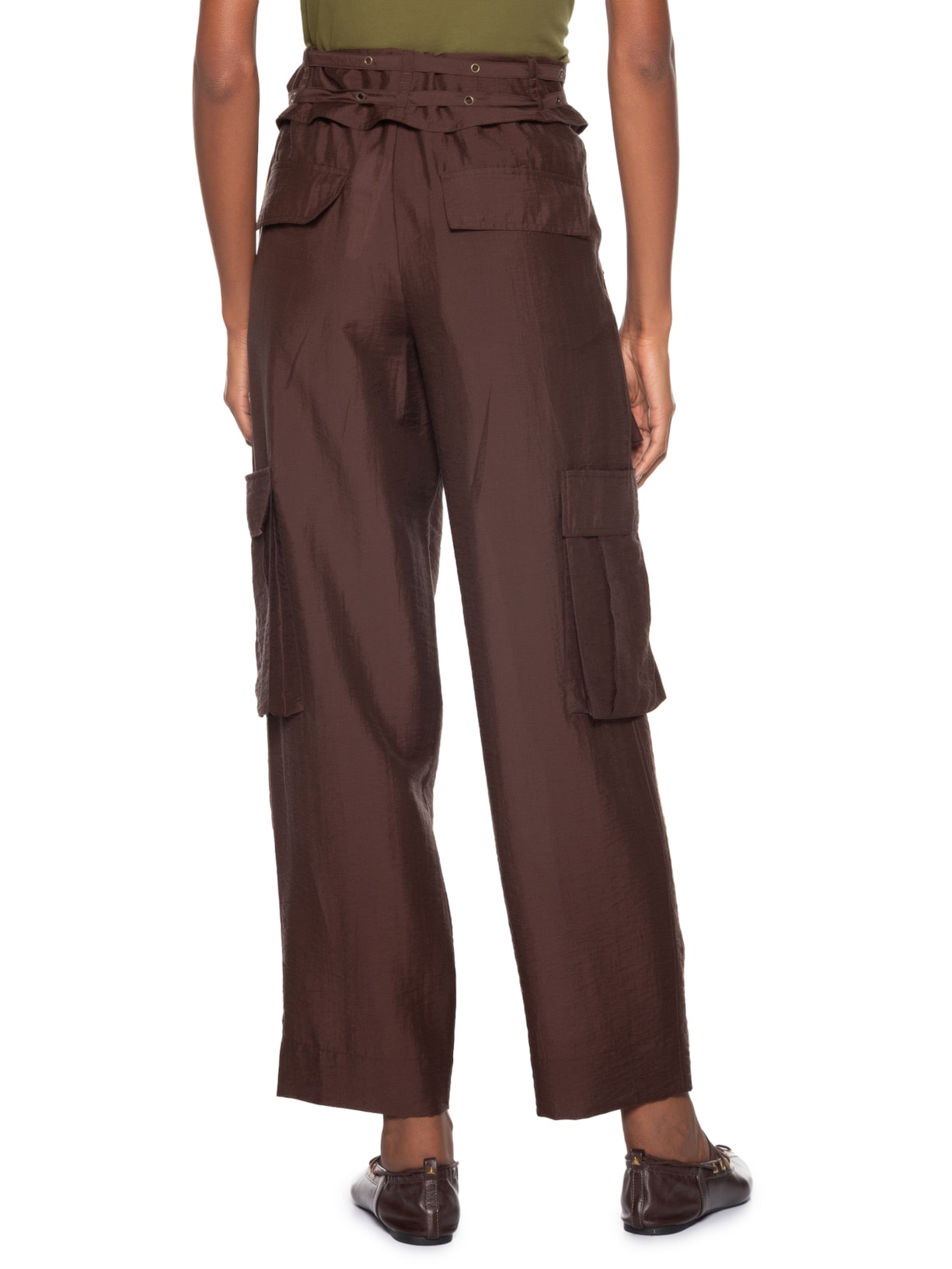 Calça Feminina Cargo Bolsos Marrom Animale