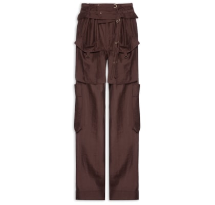 Calça Feminina Cargo Bolsos - Marrom