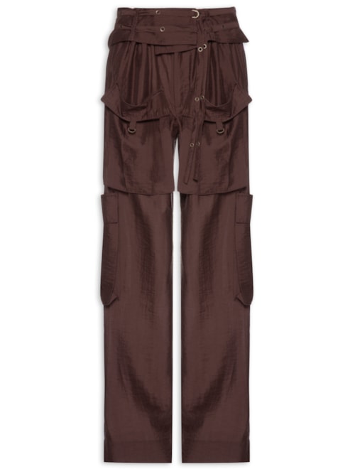Calça Feminina Cargo Bolsos - Marrom