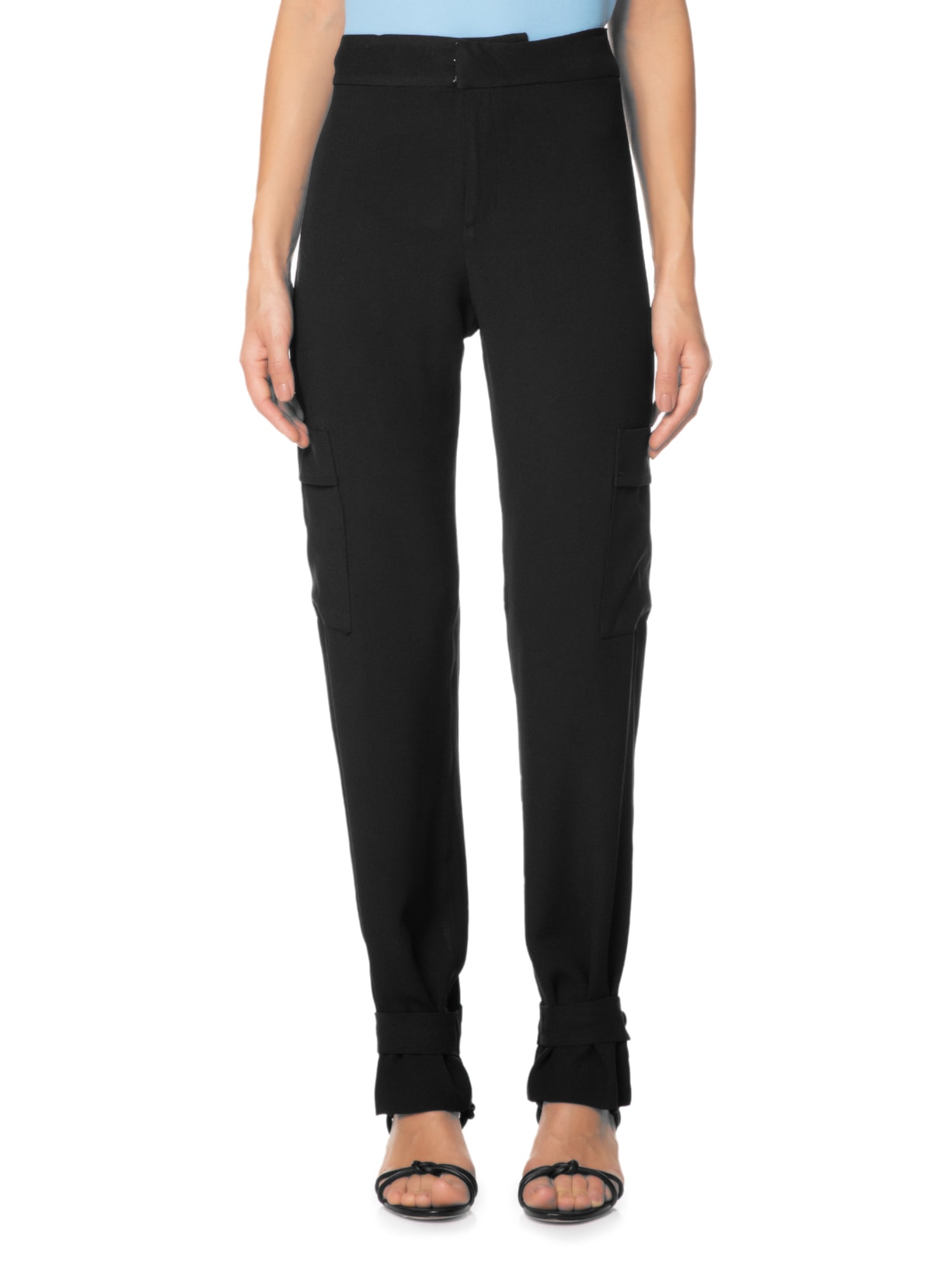 Calça Feminina Cargo Cintura Alta Em Crepe Preto '2Essential