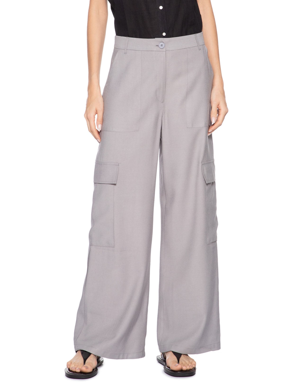 Calça Feminina Cargo Cinza Basiq