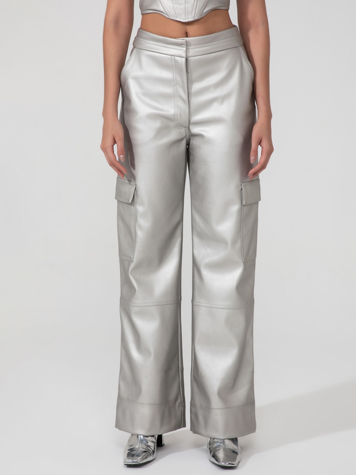 Calça Feminina Cargo Cyber Prata New Match