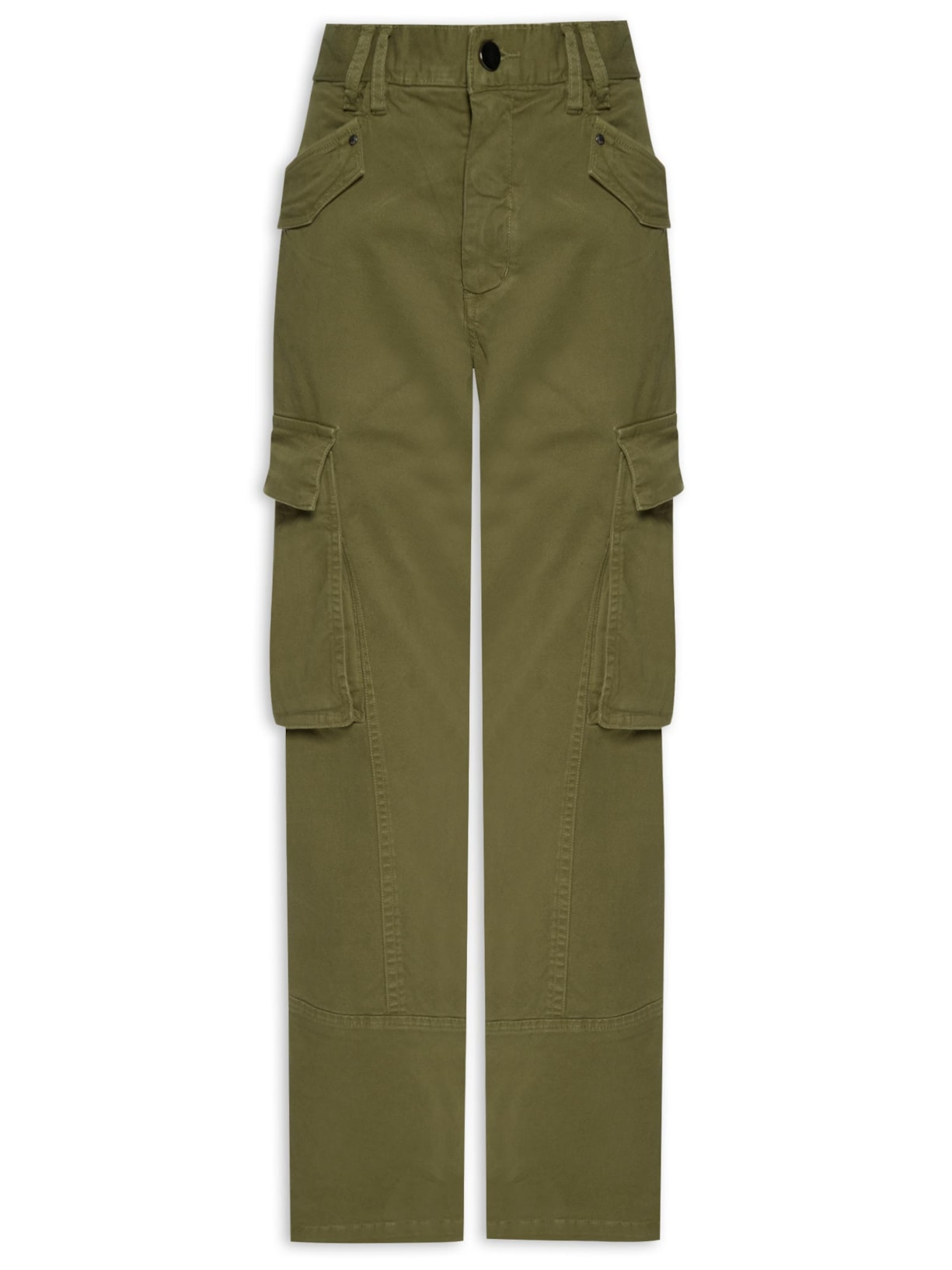 Calça Feminina Cargo Figo De Sarja - Verde