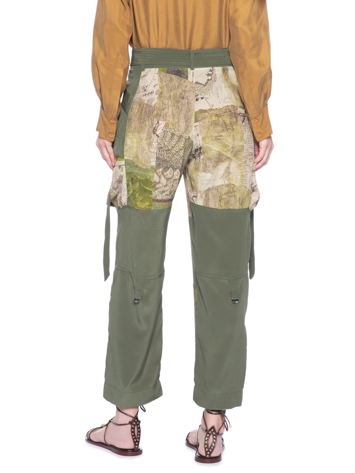 Calça Feminina Cargo Fotográfico Recortes Verde Animale