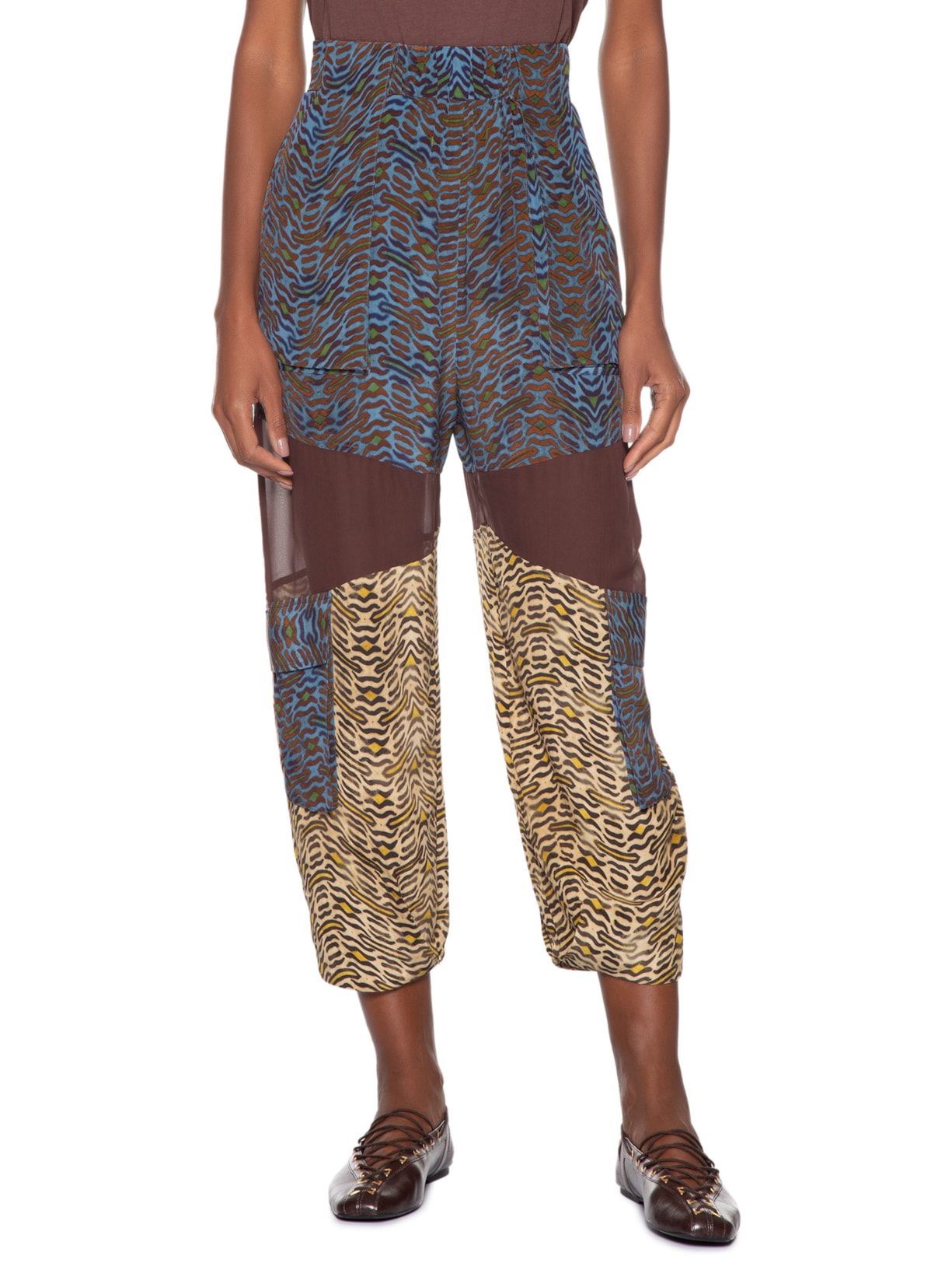 Calça Feminina Cargo Geo Tigre Animal Print Animale