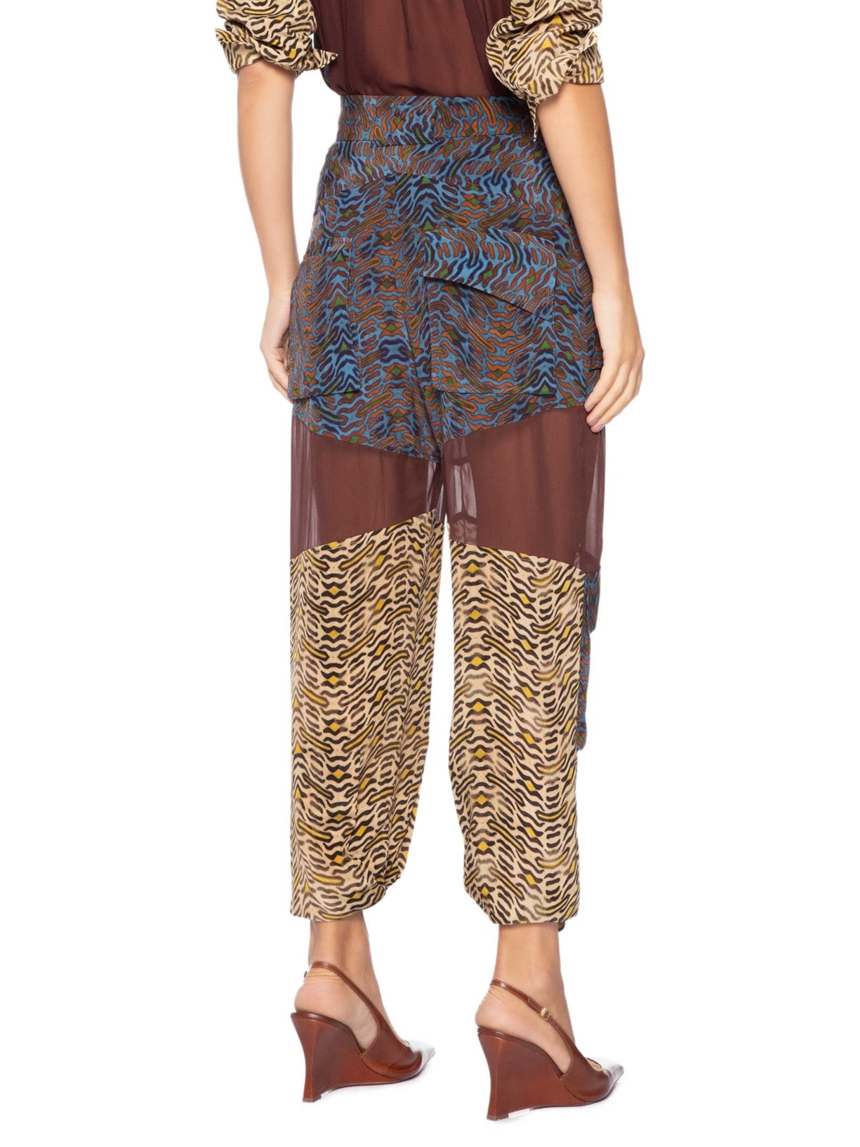 Calça Feminina Cargo Geo Tigre Animal Print Animale