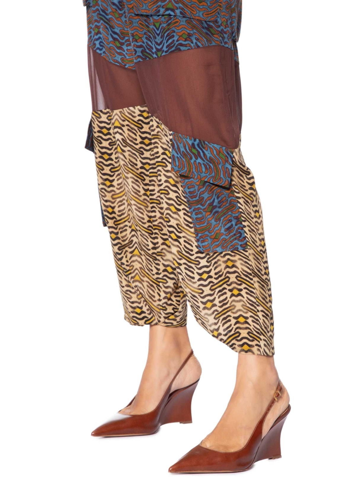 Calça Feminina Cargo Geo Tigre Animal Print Animale