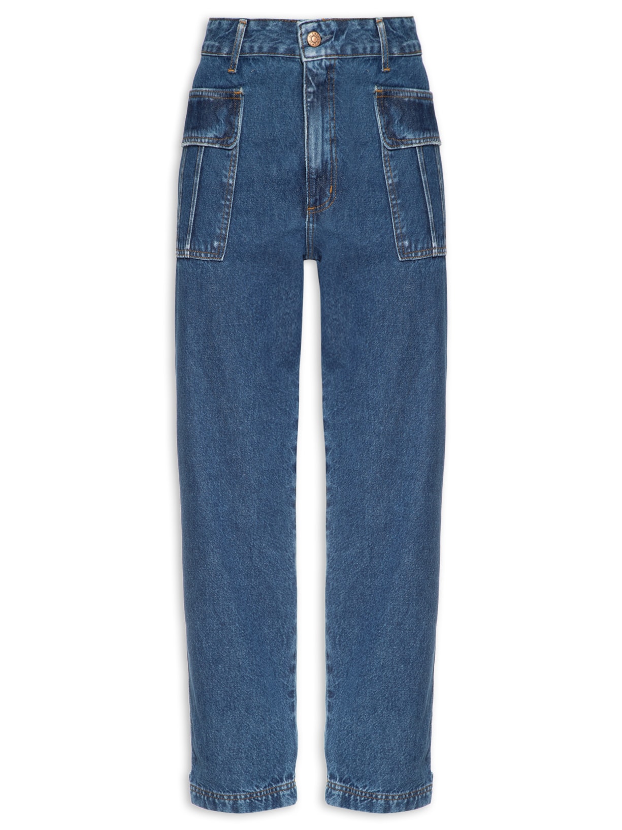 Calça Feminina Cargo Jeans - Azul