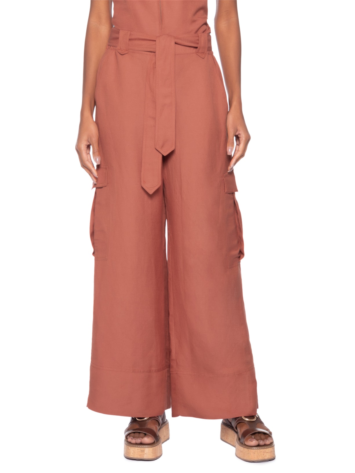 Calça Feminina Cargo Madeira Laranja Animale