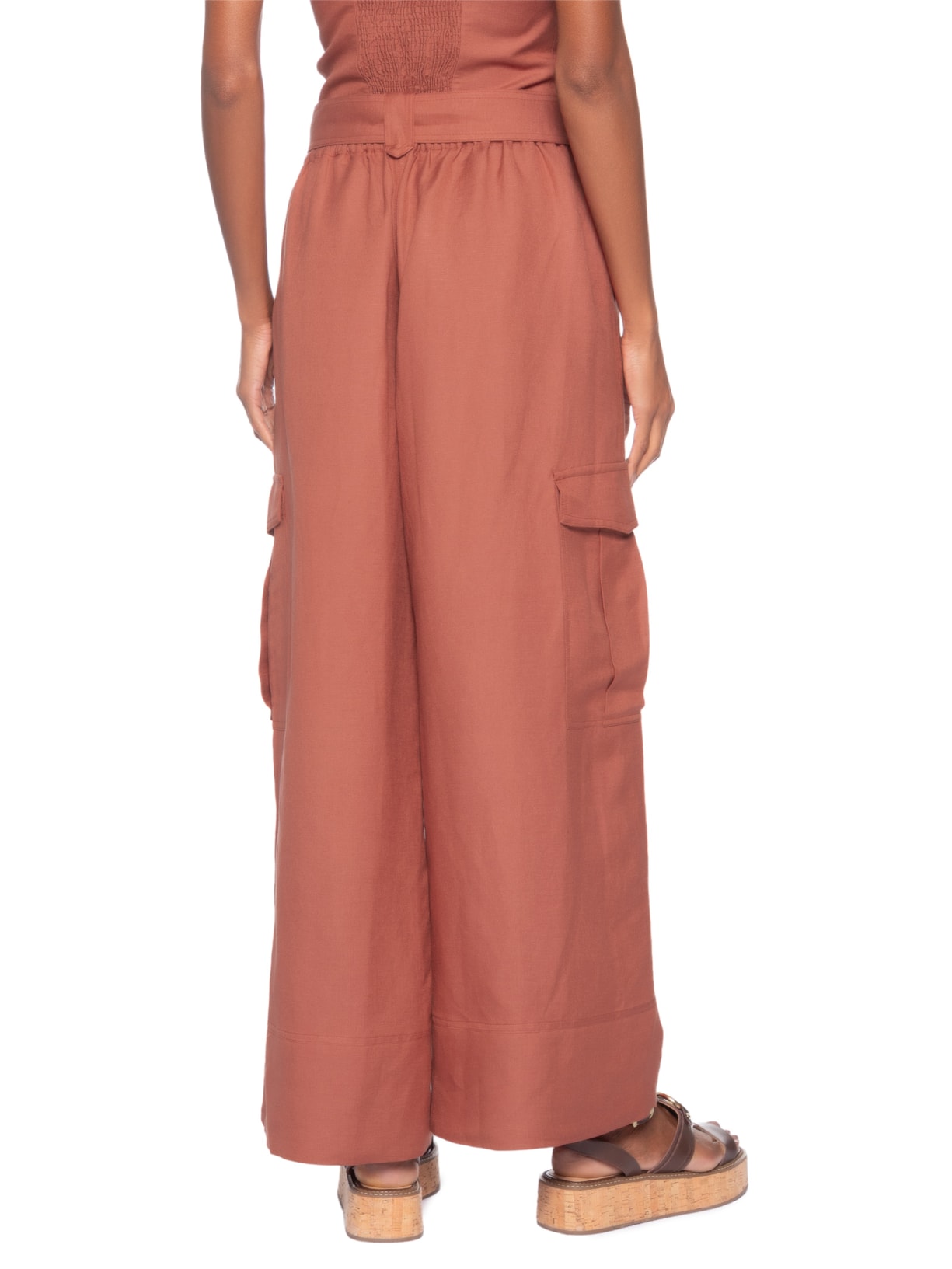 Calça Feminina Cargo Madeira Laranja Animale