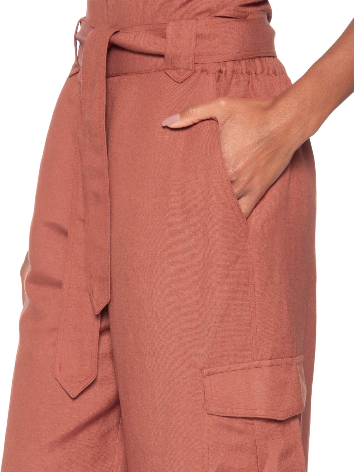 Calça Feminina Cargo Madeira Laranja Animale