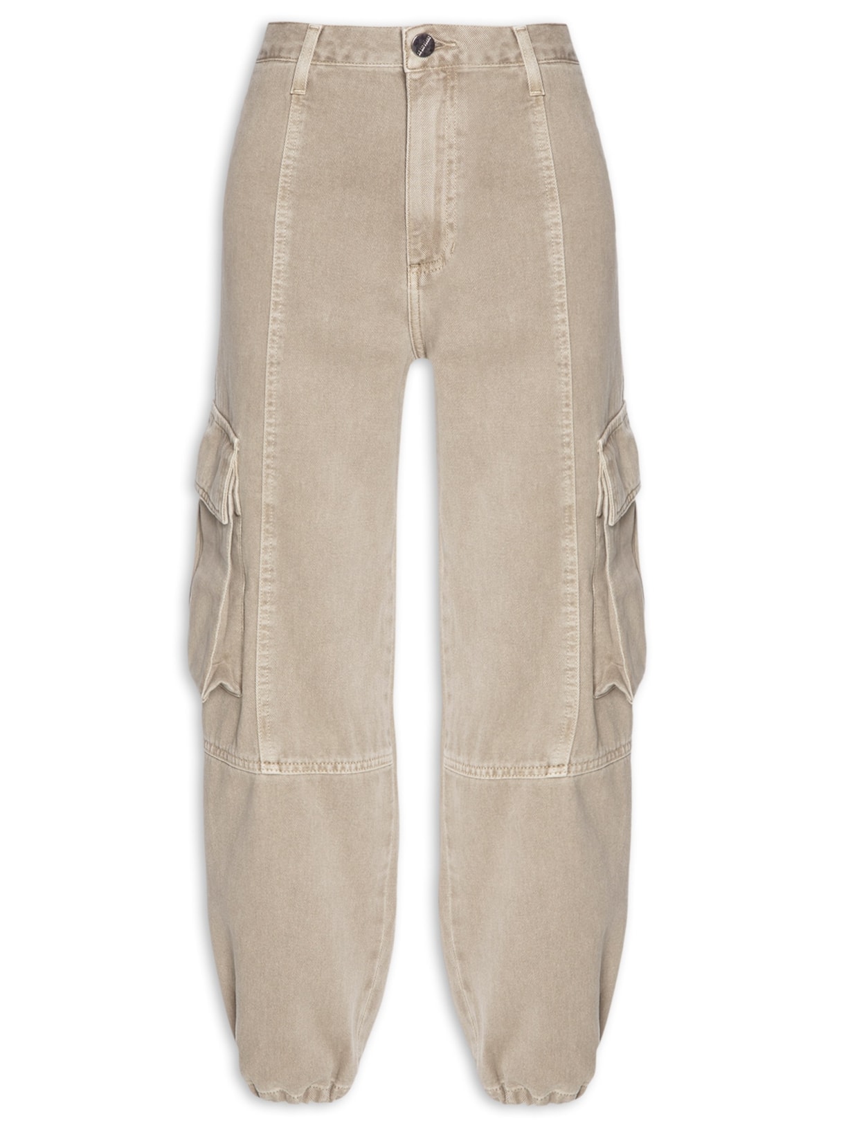 Calça Feminina Cargo Marina Sarja - Bege